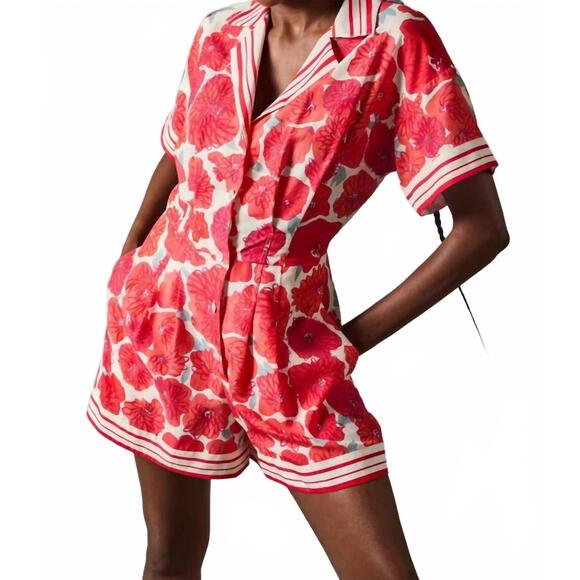 NEW HOPE FOR FLOWERS shirtwaist romper in poppy scarf